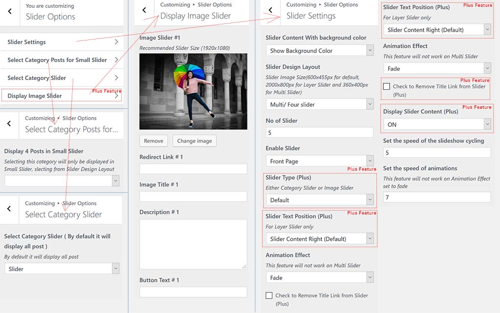 slider settings