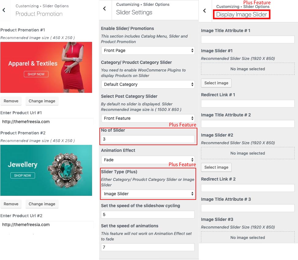 slider settings