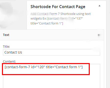 Contact Form Shortcode